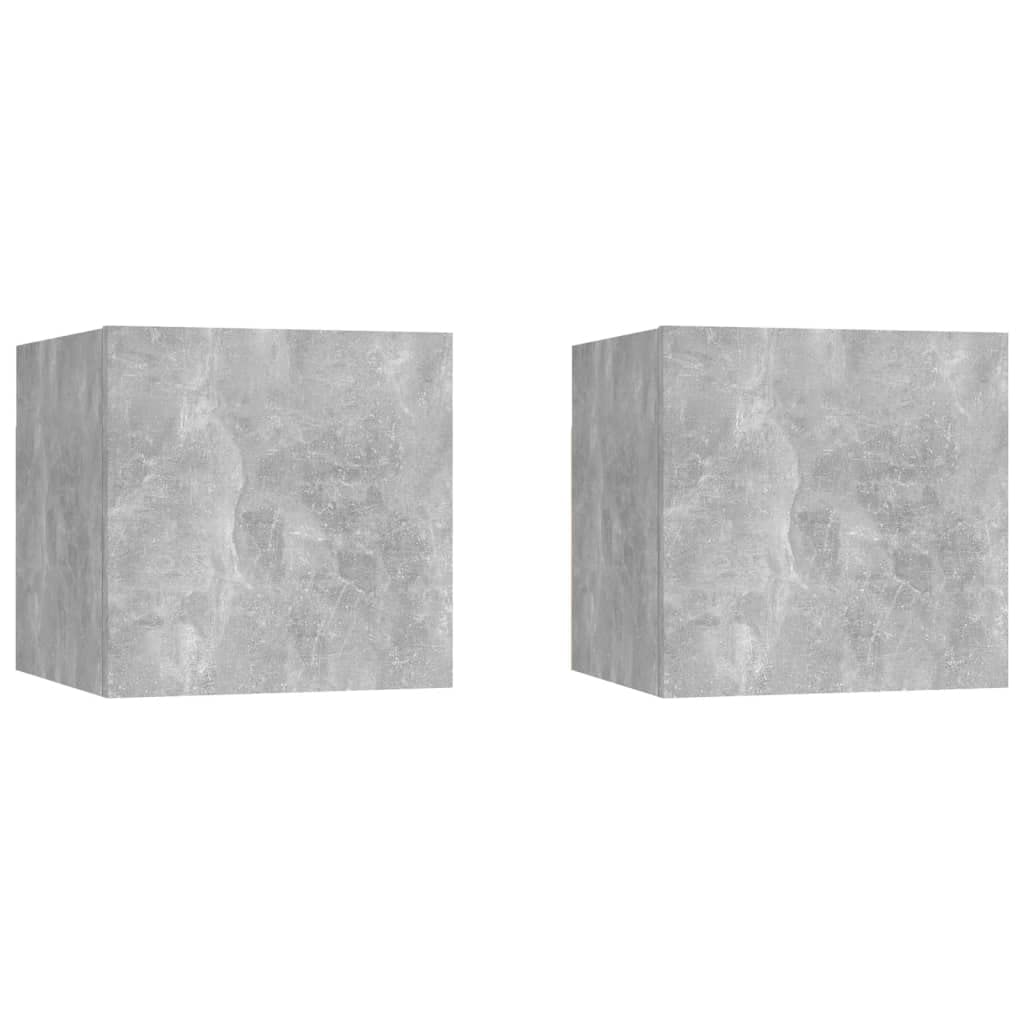 Comodini 2 pezzi, grigio cemento, 30,5 x 30 x 30 cm, in legno, per camera da letto, ufficio, studio