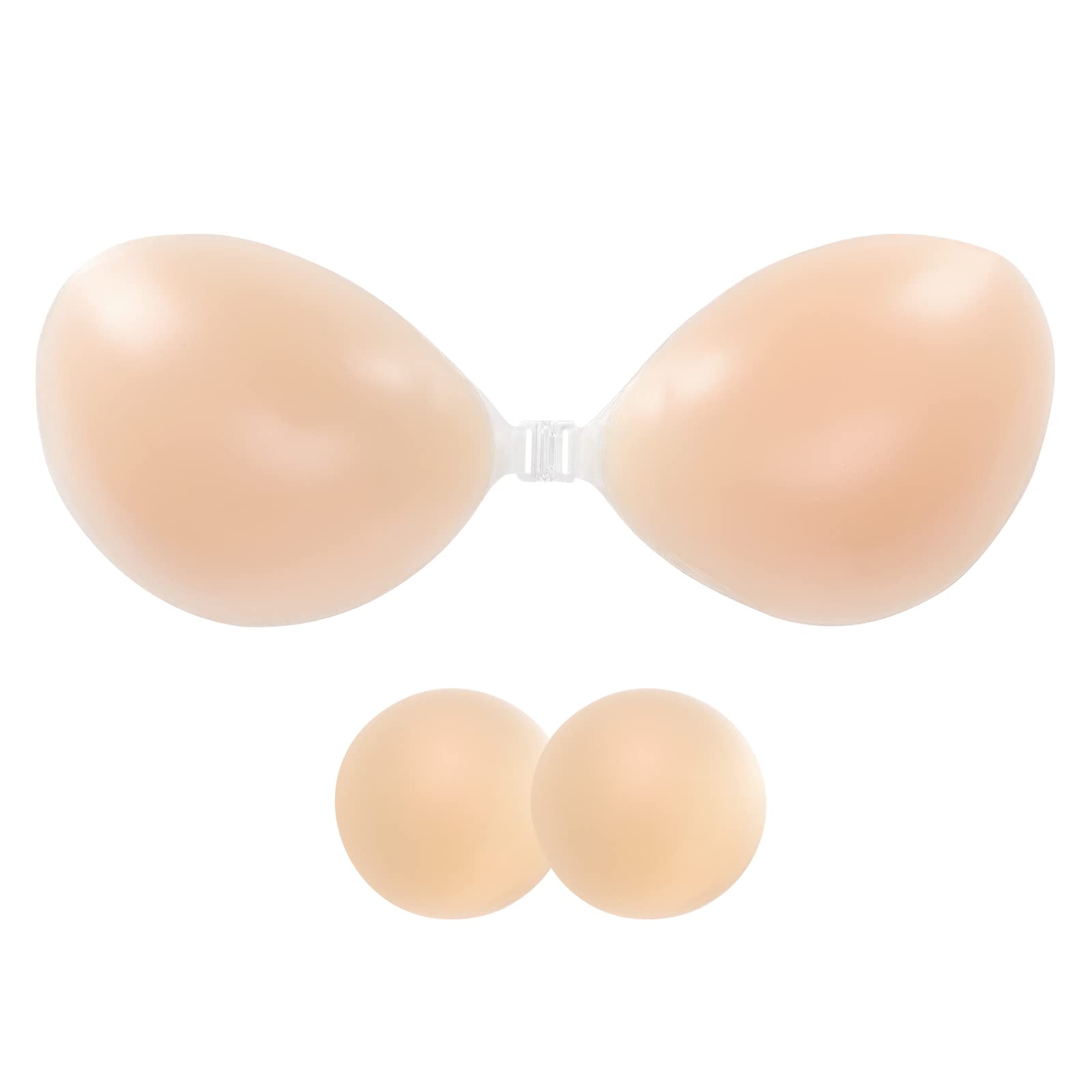 HILRITORISticky Bra Push Up Adhesive Bras Invisible Silicone Strapless Bra for Women with Nipple Covers