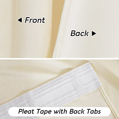 Image of RYB HOME Cream Velvet Curtains 96 inch, Light Dimming White Window Curtains for Living Room Thermal Insulated Privacy Backdrop with Pleat Tape on Top for Bedroom, Ivory, W52 x L96 inch, 2 Panels | Room Darkening, Thermal Insulated, Pleat Tape on Top, Heavy Duty Plush, Dining Room Sliding Patio Door, W52 x L96, 2 Panels