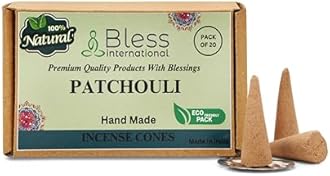 Bless International Patchouli 100%-Natural-Incense-Cones Handmade-Hand-Dipped Organic-Chemicals-Free for-Purification-Relaxation-Positivity-Yoga-Meditation The-Best-scents (20 Count)