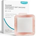Dimora Silicone Super Absorbent Wound Dressings - Gentle Adhesive Bandages with Ultrasorb Polymer,Heavy Exudate Wound Care Pads 6"X 6" 10 Packs