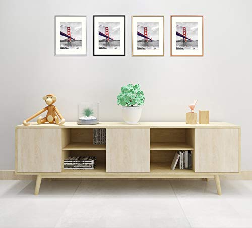 Frametory, 11X14 Aluminum Photo Frame With Ivory Color Mat For 8X10 Picture & Real Glass, Metal Picture Frame Collection (Rose Gold, 1-Pack) #TOP6