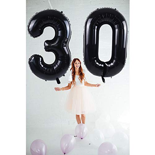 Image of TONIFUL 40 Inch Black Number 40 Balloon Large Foil 40th Birthday Decoration | Black 40 Balloon Number Forty for Milestone Forty Birthday Party 40th Anniversary, Black Birthday Decor for Men Women