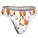 XUTSAKDCJ Comfortable Puppy Welsh Corgi And Heart Cute Funny Dog Seamless Thongs for Women, No Show Thong Workout Yoga Gym Underwear Fashion G-string