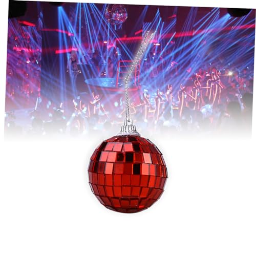 Bola espejada reflectante SOLUSTRE de 10 cm, color rojo, para fiestas, bodas, clubes y festivales musicales miniatura 5