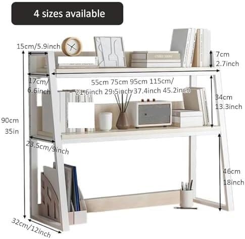 Moderno scaffale da scrivania a 2 livelli - Organizzatore multiuso for | computer e librerie Elegante espositore for casa e ufficio Perfetto piccoli spazi(115cm)