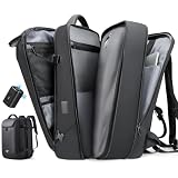 TANGCORLE Vacuum Seal Travel Backpack, 50L Expandable Vacpack Backpack with Vaccum Compression System, Water Ressistant 17.3 Inch Laptop Backpack with USB Charging Port-Vacuum Pump Included
