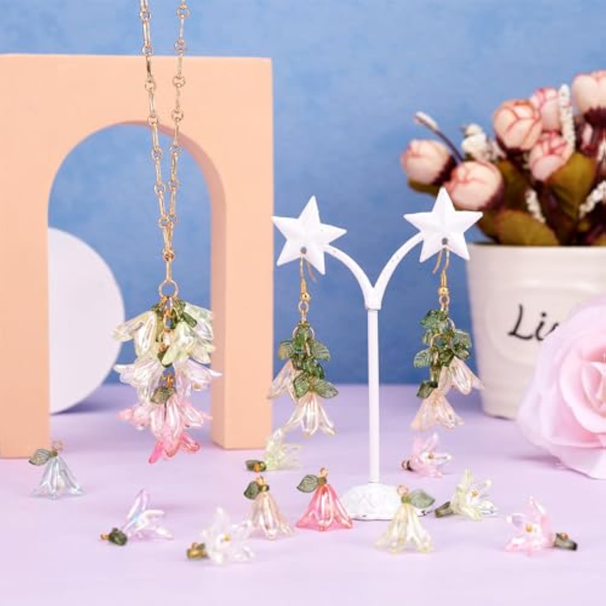 Acrylic Lily Flower Charms for DIY Crafting, 32 Pcs