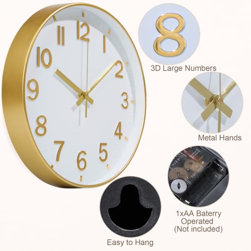 Image of Wall Clocks Battery Operated, 14Inch Silent Wall Clock for Home