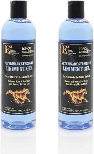 E3 Veterinary Strength Liniment Gel for Sore Muscle & Joint Relief - Reduces Pain & Swelling - Horse Liniment for Humans & Pets - Arthritis Aid - Non-Greasy Herbal Formula- Topical Analgesic (Two)