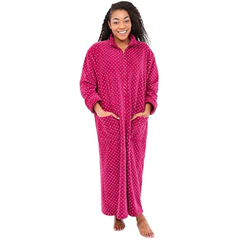 Alexander Del Rossa Women's Plush Zip Up Robe Cover