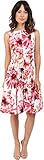 Maggy London Women's Painted Floral Cotton Fit and Flare with Bateau Neck Dress