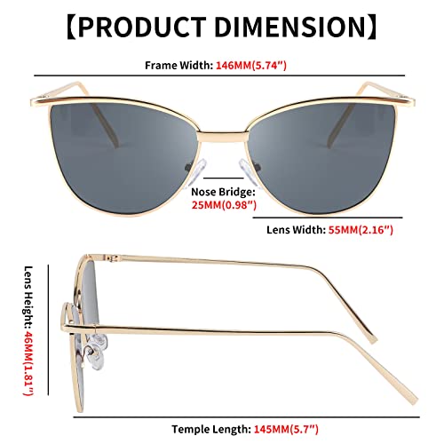 FEISEDY Women Vintage Cat Eye Square Sunglasses Delicate Metal Frame Trendy Eyewear B23063