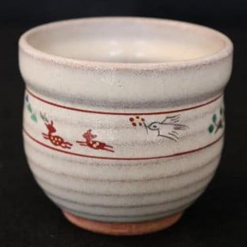 奈良絵 湯呑(小) 赤膚焼 大塩正[女性の手にもなじむ小さめサイズ]