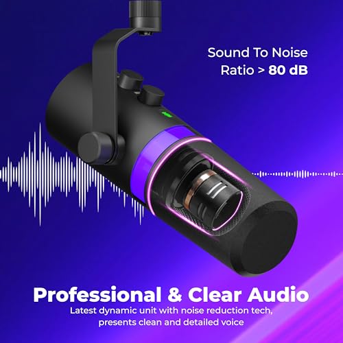 Image of FLYBALL Studio-Grade XLR /USB Dynamic Microphone with Boom Arm, RGB Gaming Podcast Mic, Gain Control, Volume Knob, Headphone Monitoring for YouTube, Streaming, Recording (UG 300 PRO)