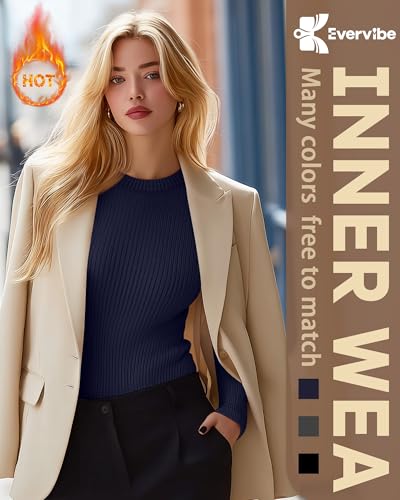 3 Pack Women's Ribbed Long Sleeve Thermal Tops Thin Fleece Lined Crew Neck Shirts Warm Basic Undershirt for Winter4