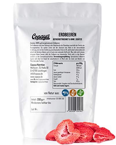Copaya Gefriergetrocknete Erdbeeren in Scheiben 200g, knusprige Erdbeeren schonend verarbeitet und ohne Zusätze gepackt im Aromaschutzbeutel für eine lange Haltbarkeit - Image 3