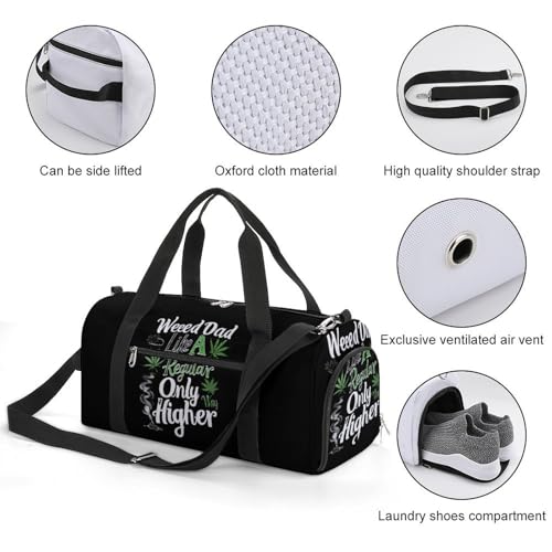 Dads Against Weed Dad Funny Gym Bag Travel Tote Bag Duffel Bag with Shoe Compartment for Weekender Sports Vacation2