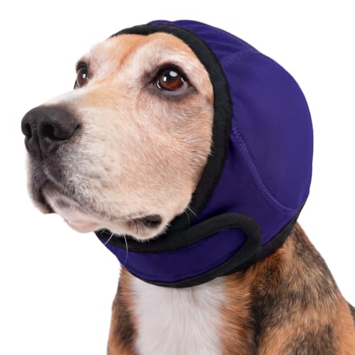 Dog Calming Hoodie, Dog Ear Muffs Noise Protection & Anxiety Relief, No Shake Ear Wraps for Dogs Quiet Ears Cover Headband for Fireworks Grooming Swimming Bathing Force Drying