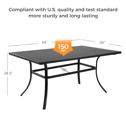 Image of Grand patio 7-Piece Outdoor Dining Set, 6 Leather-Look Wicker Swivel Patio Chairs & 1 Rectangular Dining Table, Black