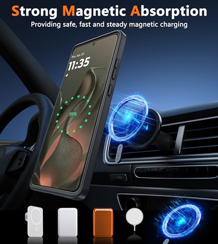 Image of FNTCASE for Motorola Edge-2025 Magnetic Case: Matte Textured Military Grade Drop Protection Translucent Cell Phone Cover - Slim Rugged Durable Shockproof Protective Bumper Phonecase(6.6 inch /Black)