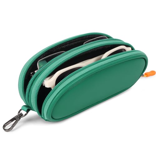 Image of Double Eyeglasses Case Soft Portable Zipper Sunglasses Pouch with Keychain Clip for Men Women