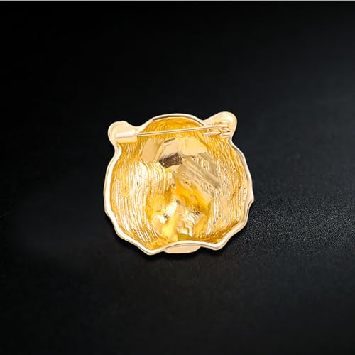 Image of Premium Rhinestone Tiger Brooch Pin Gold Silver Tiger Head Brooch Lapel Pins Vintage Punk Style Animal Brooch Domineering Cool Tiger Brooch Clothes Hats Bags Suits Banquets Party Costumes Jewelry for Women and Men