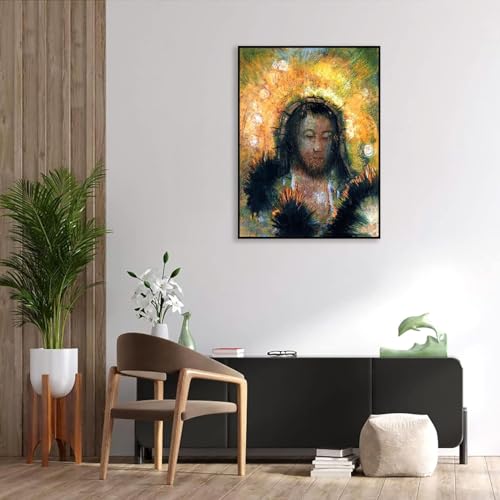 Impression sur toile Odilon Redon Tête du Christ poster tableau de maîtres déco chambre 50x40cm - 2