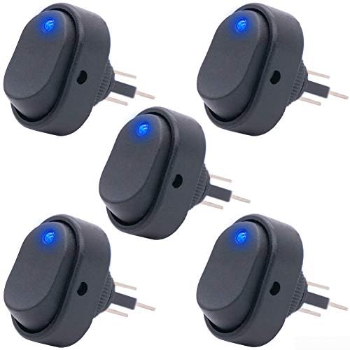 Interruptor basculante LED azul resistente de 12 V y 30 amperios, fácil de instalar, juego de 5