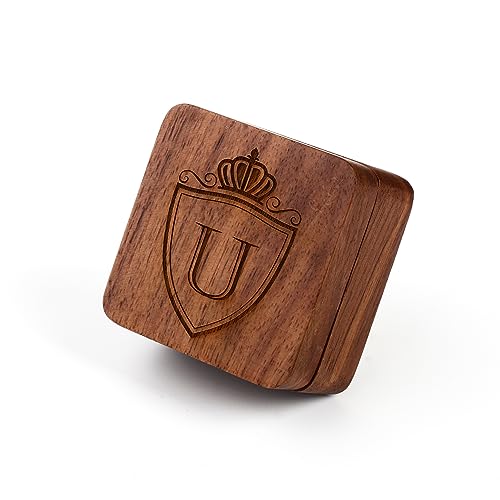 Image of Mens Initial Silver Cufflinks A-Z Alphabet Letter Steel Cuff Links with Engraved Walnut Wood Box Groom Groomsman Wedding Set