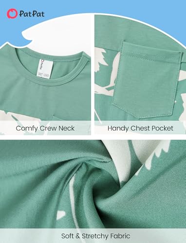 Image of PATPAT Family Matching Outfits Mommy and Me Dresses Hawaiian Tropical Vacation Beach Spaghetti Strap Dress and Shirt