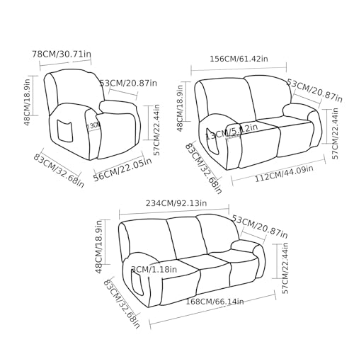 Funda de sillón reclinable de peluche marrón cojín de sofá de 2 plazas lavable 4