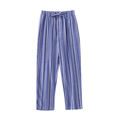 18 pantalones de pijama para hombre y hombre, capris por encima de la rodilla, pantalones delgados, pantalones sueltos, pantalones para el hogar, pijamas con pies, azul, XL