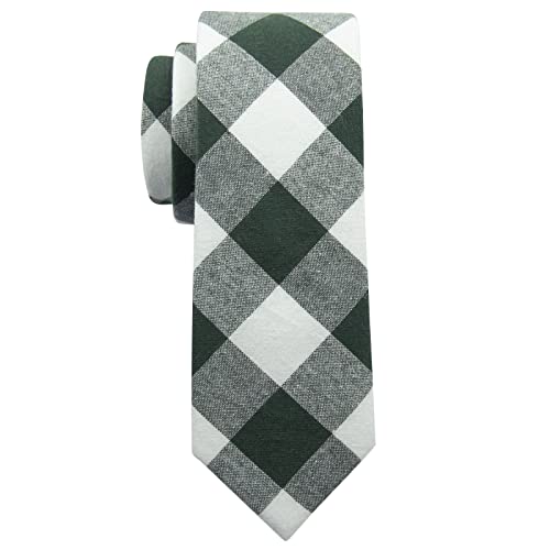 Image of Mantieqingway Mens Skinny Ties,2.56 inch Cotton Neckties Striped Plaid Ties for Groom Groomsmen Wedding Party Christmas