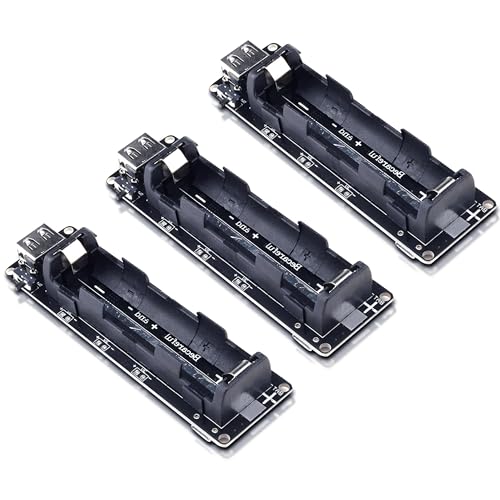 diymore 1865O Battery Holder Li-ion Battery V3 Shield 1 Holder 3V/1A 5V/2A USB Power Bank Battery Charging Module Power Bank Battery Charging Module for Raspberry Pi and Arduino (3pcs)