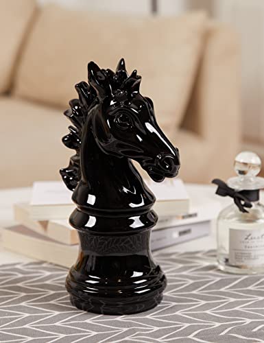 Nenbolec Chess Statue Decor Piece Sculpture Knight Gifts Large Game Figurine Home Arts Polyresin Black 10Inch #TOP4