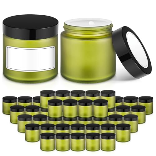 Tecohouse 4 oz Glass Jars with Lids, 48 Pack Green Canning Mason Jars with Lids, White Labels & Inner Liners, Empty Airtight Round Clear Slime Containers for Spice, Lotion, Ointments by Tecohouse - Used condition - US$41.32