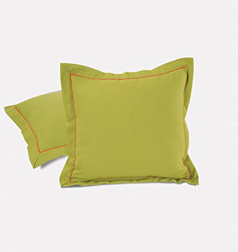 Image of Swayam Set of 2 Solid Cotton Green Cushion Cover | 16 x 16 Inch | Soft Breathable Fabric with Hidden Zipper | Decorative & Stylish Cushion Covers for Sofa, Living Room, Bedroom & Couch