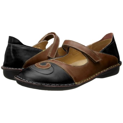 SHODENSE Round Toe Mary Jane Flats Walking Casual Ankle Strap Flat Shoes Two Tone Comfortable Flat Heel Mary Jane Shoes Vintage Patchwork Matte Vintage Retro Flats 4-11 M US - Main Image