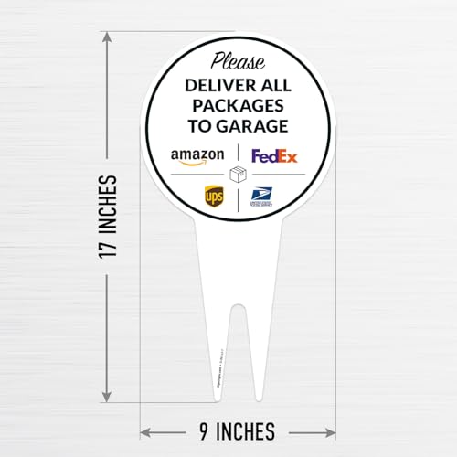 Image of Package Delivery Sign, Delivery Instructions Deliver All Package Garage Porch Sign, 9x17 Inches Round Shape, Aluminum Composite Made in USA by Sigo Signs