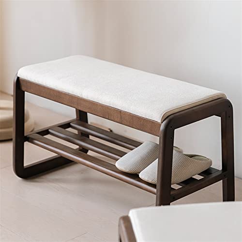 Banc à chaussures en bois naturel, meuble déco pour entrée compacte