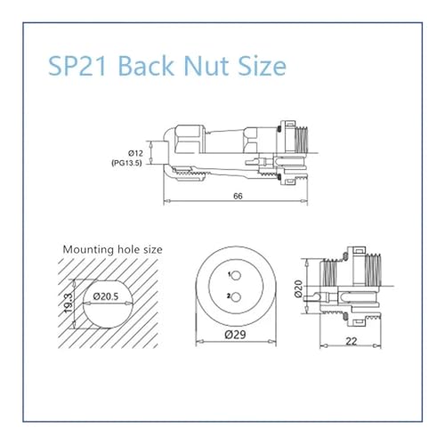 Conector SP21 IP68 para iluminación de jardines y cables exteriores de 5 pines 6