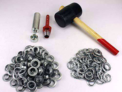 Preisvergleich Produktbild Profi Hammer Ösenset 20mm + 100 Ösen verzinkt DIN 7332 Locheisen Ösenwerkzeug