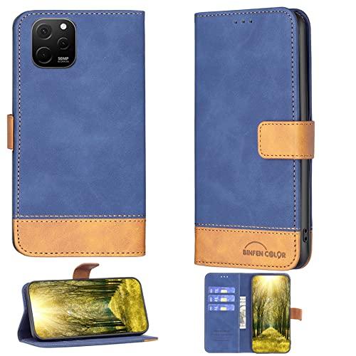 jioeuinly Case for Huawei Nova Y61 Case Compatible with Huawei Nova Y61 Phone Case Flip Stand Cover PU Leather BF11 Wallet Case Blue