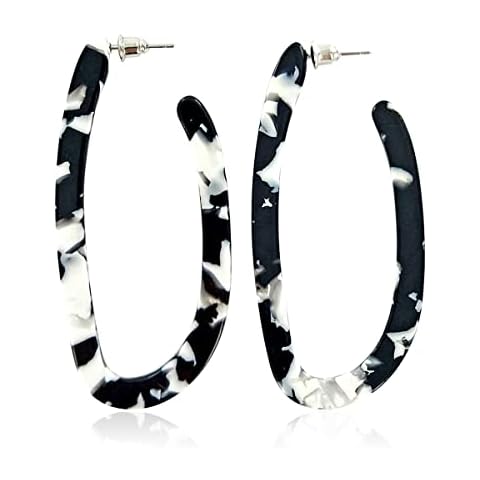 Mottled Resin Hoop Earrings - RIAH FASHION Cover
