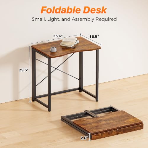 Image of Huuger Folding Desk for Small Spaces, 23.6 Inch Foldable Computer Table