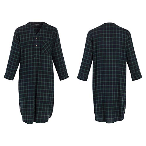 Alexander Del Rossa Men's Lightweight Flannel Sleep Shirt, Long Henley Nightshirt Pajamas4