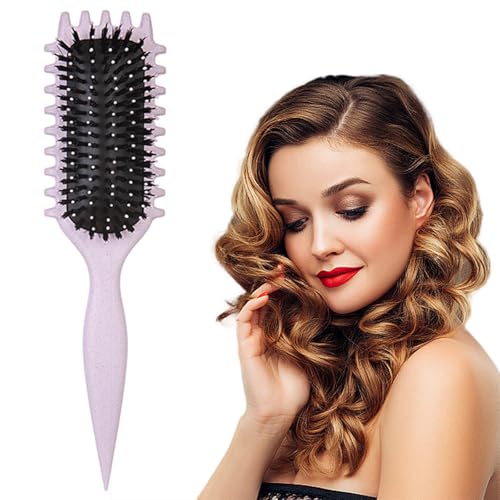 Curly Hair Defining Brush 2024 Newest Hair Styling Brush Comb Bounce Curl Define Styling Brush Shaping&Defining Curls Reduce Pulling for Women Girl Wet Hair or Promed Styling Hair Brush (Purple)