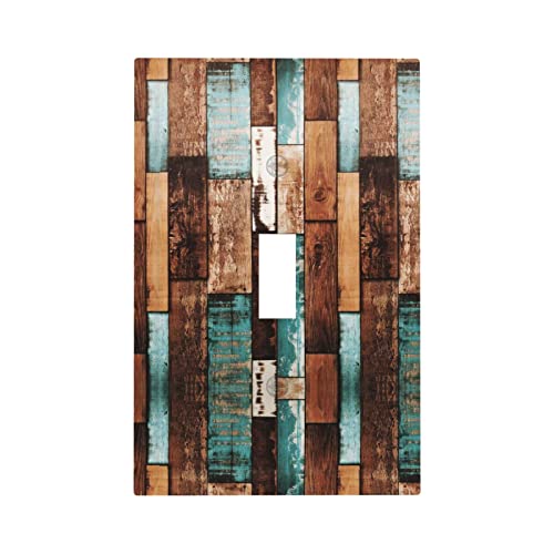 Vintage Holz Single Toggle Lichtschalter Cover 1 Gang Dekorative Wandplatte Elektrische Schaltplatte Rustikale Plank Frontplatte für Scheunentür Bauernhaus Land Chalet Decora Cover