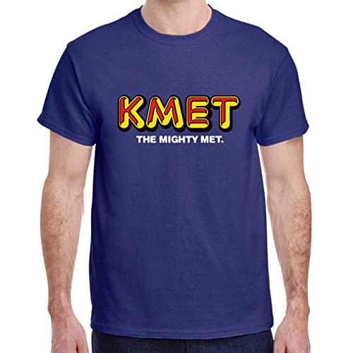 KMET T-Shirt - Right Side Up Version - Defunct Radio Station T-Shirt - Los Angeles Rock Radio - 100% Preshrunk Cotton T-Shirt (as1, Alpha, l, Regular, Regular, Blue)